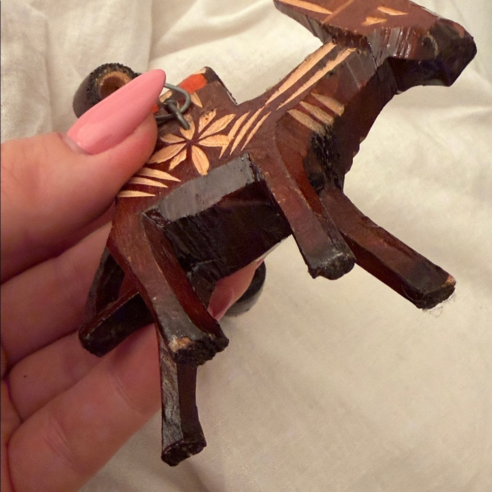 Handcrafted Wooden Donkey with Barrels Fork Art Figurine Vintage Decor Small - Picture 9 of 10
